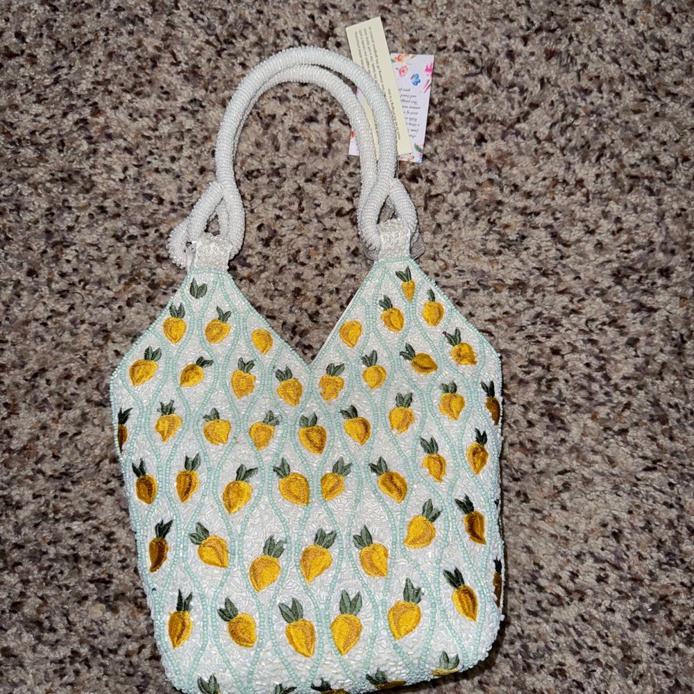 NWT Lemon Beaded Bag